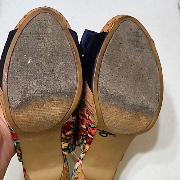 Rampage "Grayson" floral opentoe platform heels with Navy bow size 10 - Picture 10 of 13